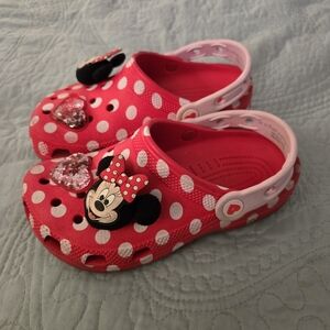 Disney Minnie Mouse Polka Dot Kids Crocs Size J1
